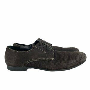Bugatchi Oxford Shoes Men's Sz 10 Derby Wingtip Perf Lace up Suede Dark Brown
